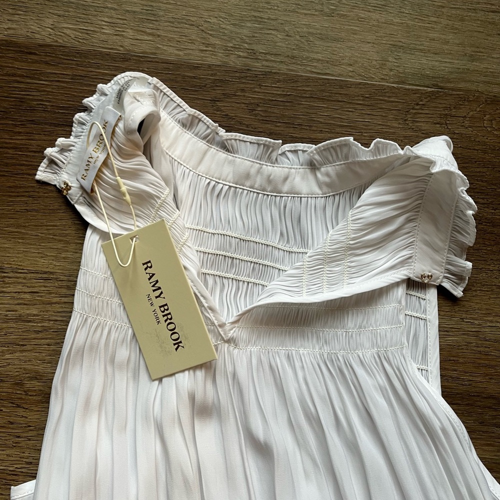 NWT RAMY BROOK FLYNN RUFFLE DRESS - white - Picture 7 of 9
